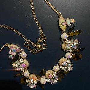 ✨ J.Crew Tortoise Fringe AB Rhinestones Crystal Cluster Stacked Necklace ✨